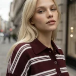 Polo Yaka Çizgili Triko Tunik