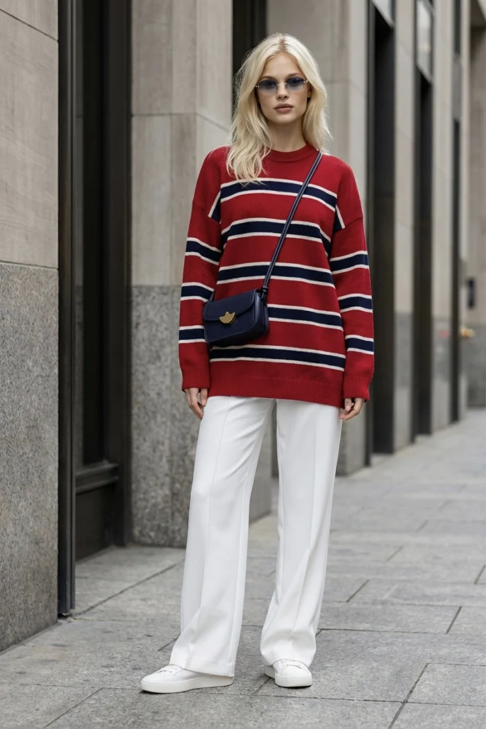 Çizgili Triko Tunik - Görsel 4