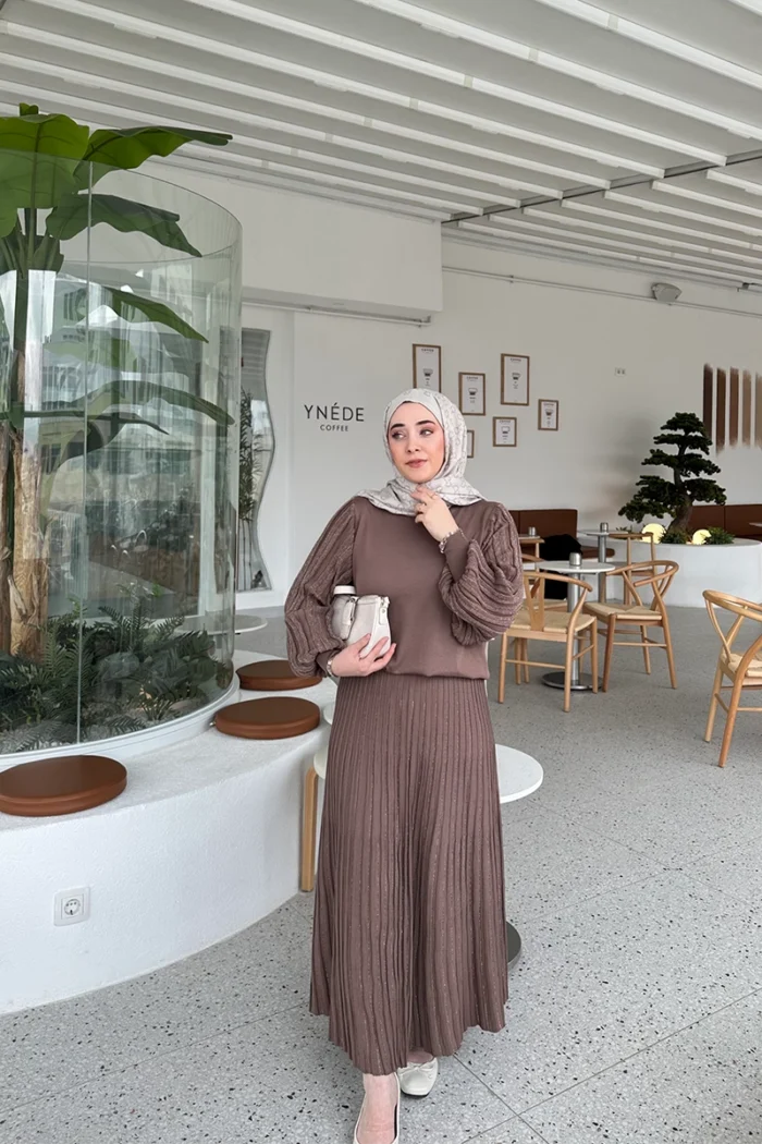 Simli Soğuk İplik Merselize Etekli Takım - Görsel 4