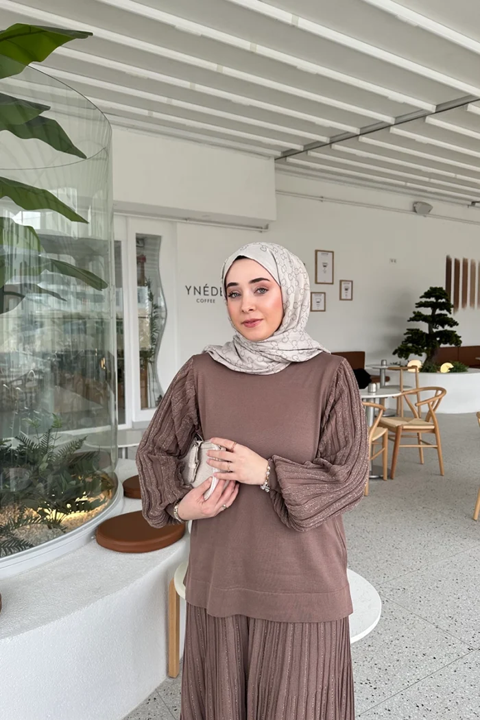 Simli Soğuk İplik Merselize Etekli Takım - Görsel 3